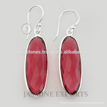 Nouveaux modèles de boucles d&#39;oreilles en argent sterling quartz de tourmaline rose pour femmes